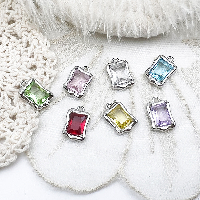 Wholesale Copper Micro Inlaid Colored Irregular Water Droplet DIY Jewelry Accessories